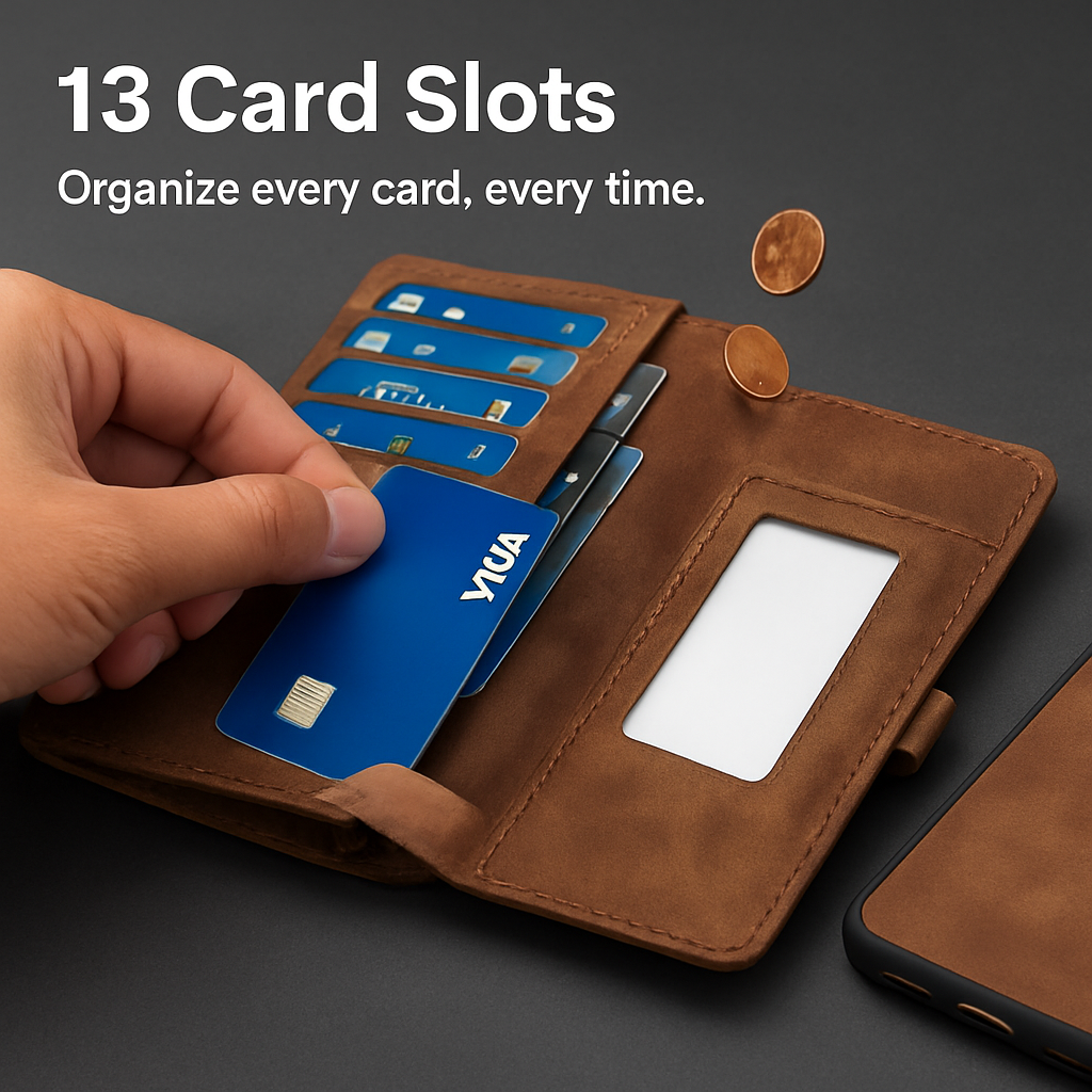 Wallet Case with Detachable Phone and Card Wallet