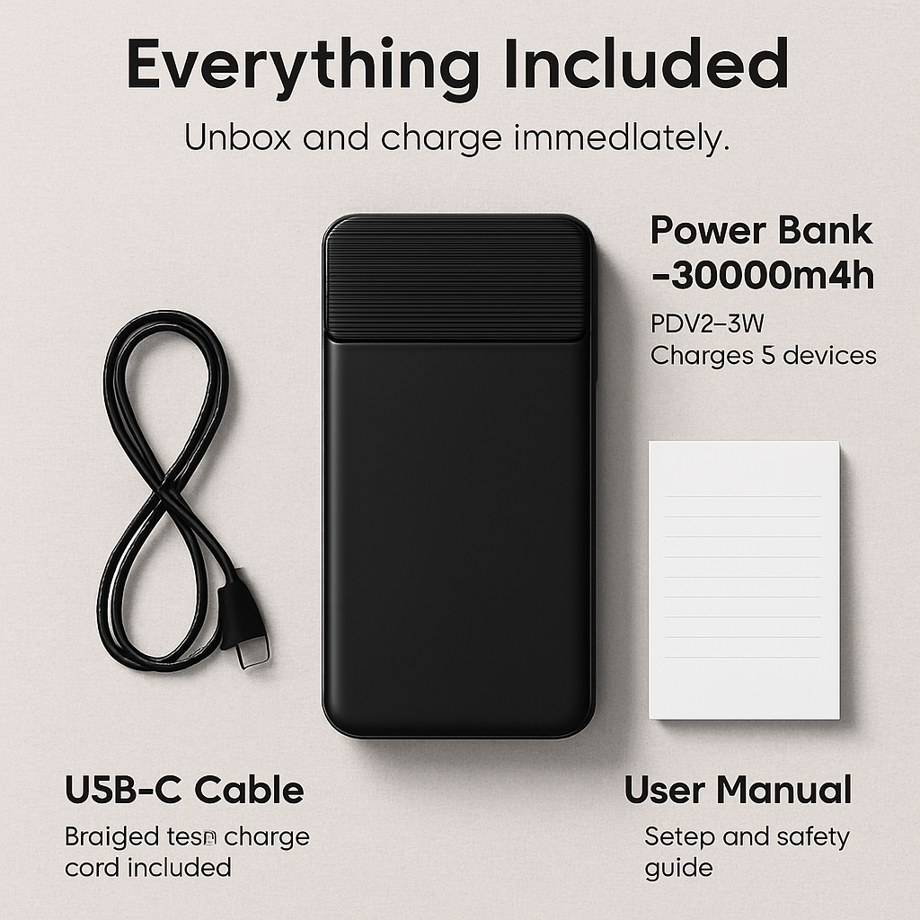 30000mAh Fast Charging Power Bank for Travel