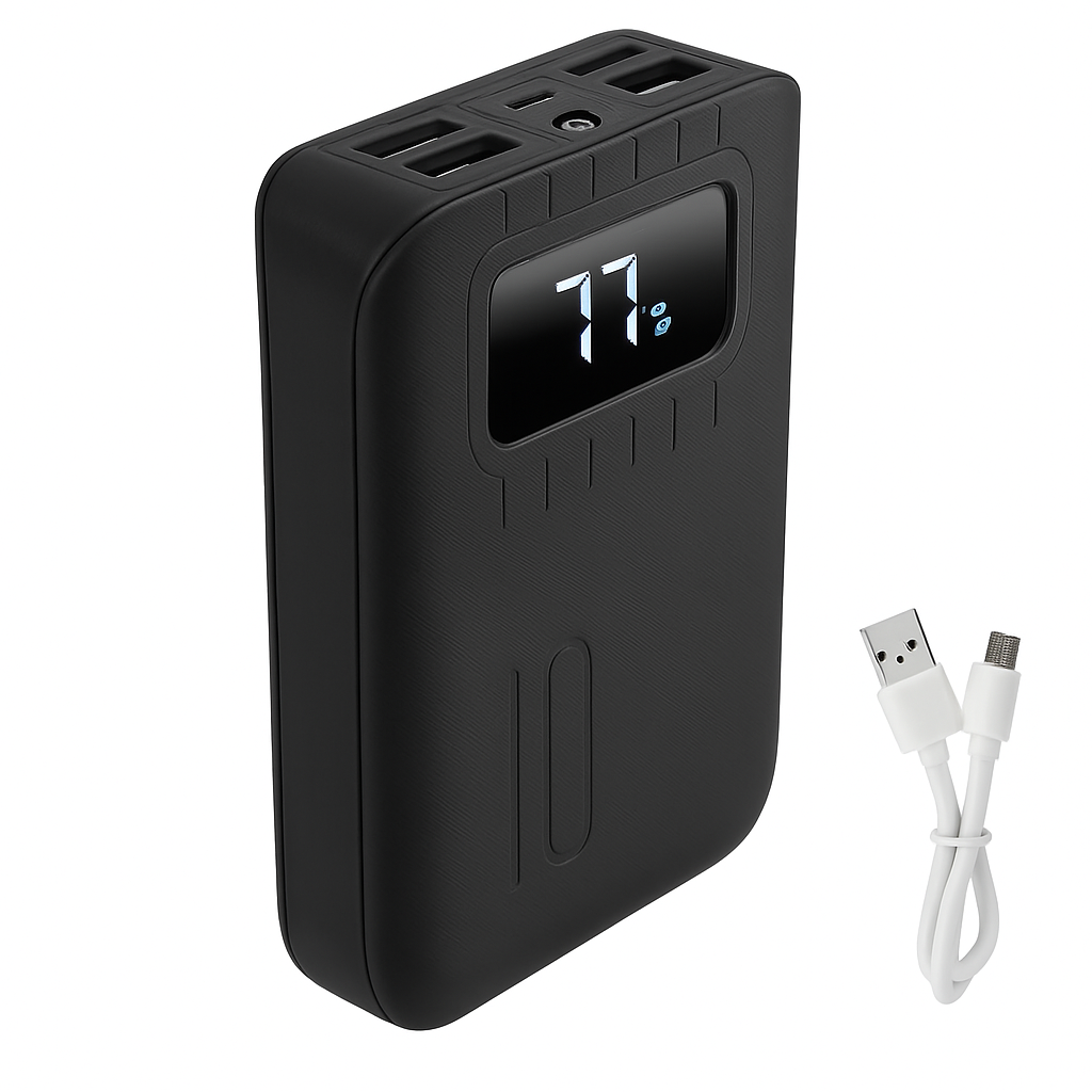 Portable Power Bank with Dual USB Ports and LCD