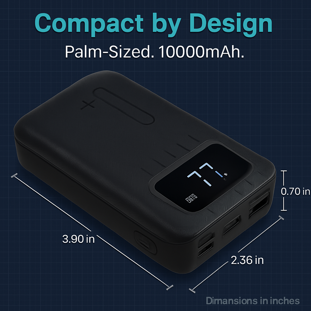 Portable Power Bank with Dual USB Ports and LCD