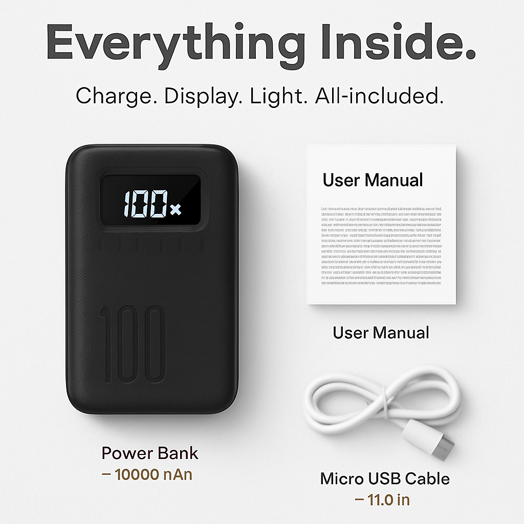 Portable Power Bank with Dual USB Ports and LCD