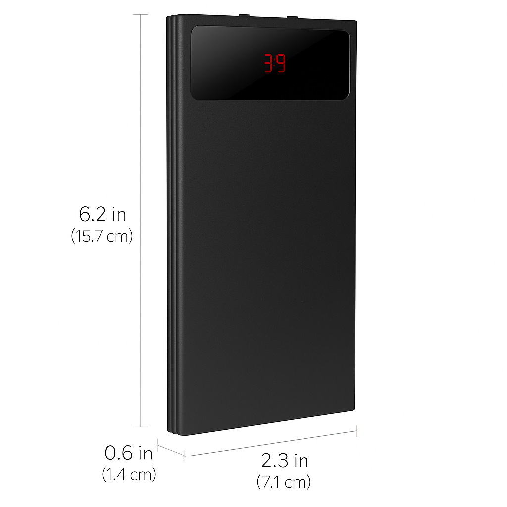Ultra-thin Power Bank with Dual USB Ports & LCD