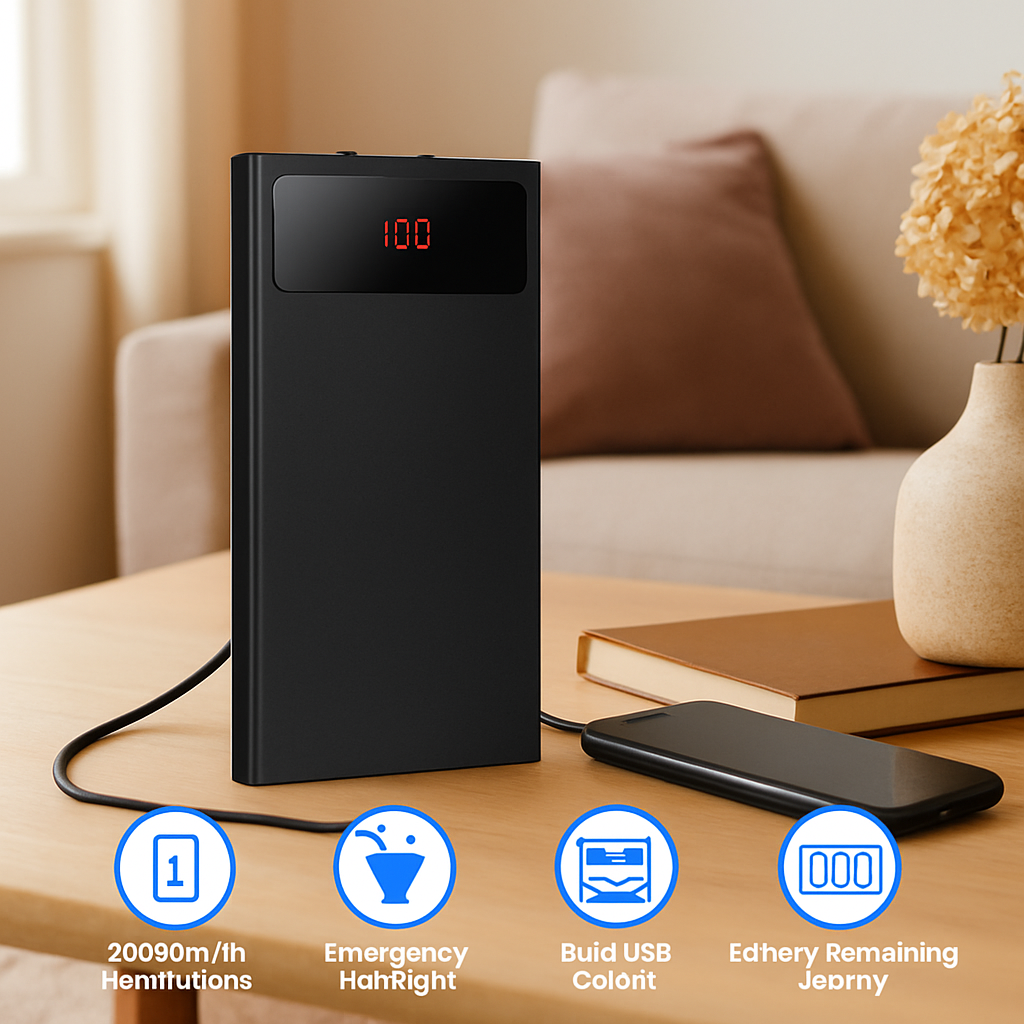 Ultra-thin Power Bank with Dual USB Ports & LCD