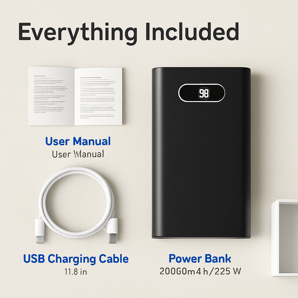 20000Mah Power Bank Portable Charger External Battery Pack 22.5W Super Fast Charging with LED Display Flashlight Fit for iPhone Samsung