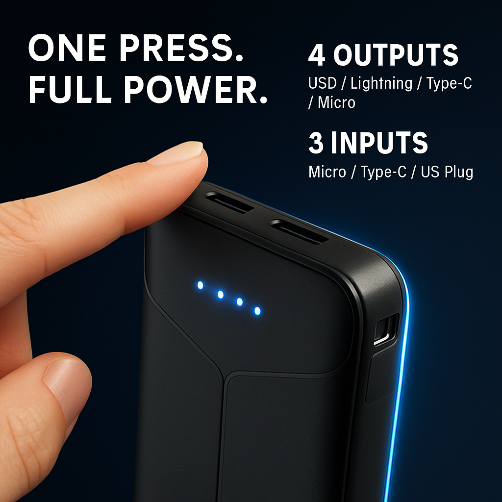 Power Bank Portable Charger with Built-in Cables