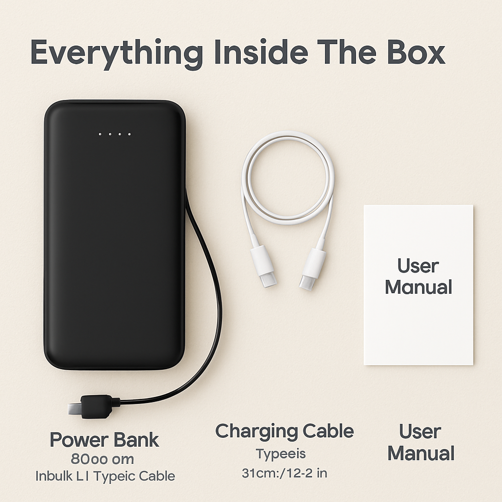 Power Bank Portable Charger with Type-C Cable for iPhone