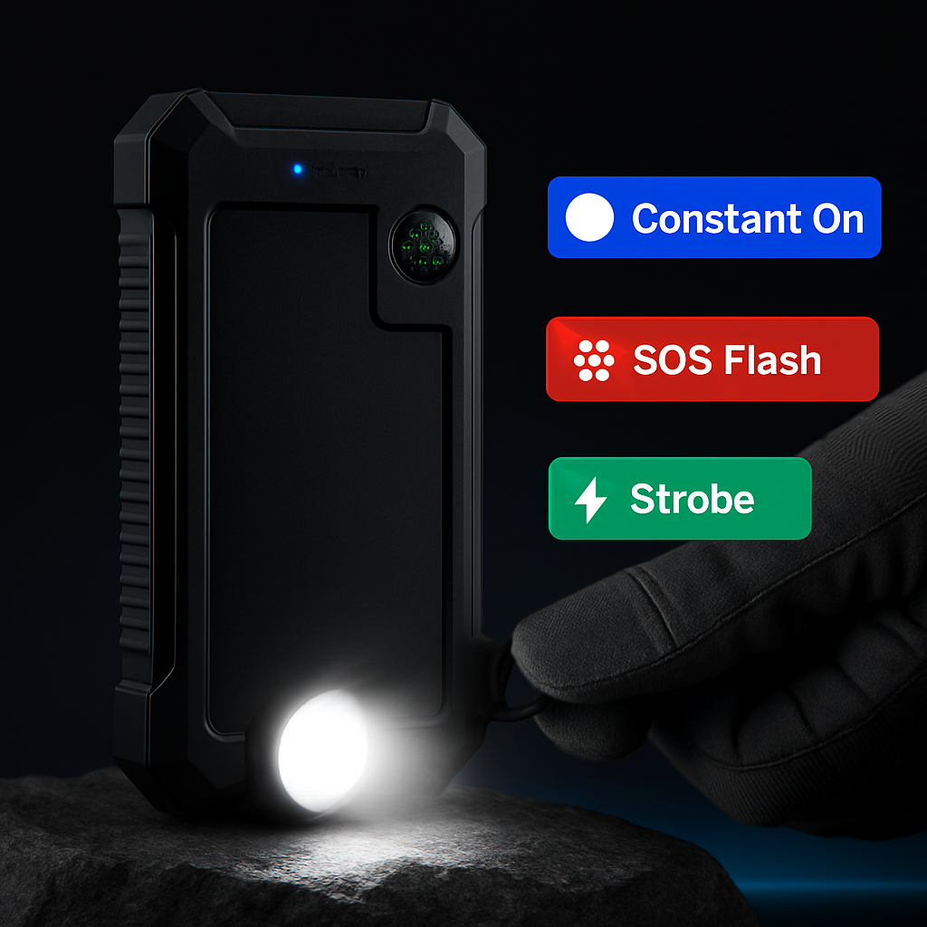 Solar Power Bank with Dual USB Ports and Compass
