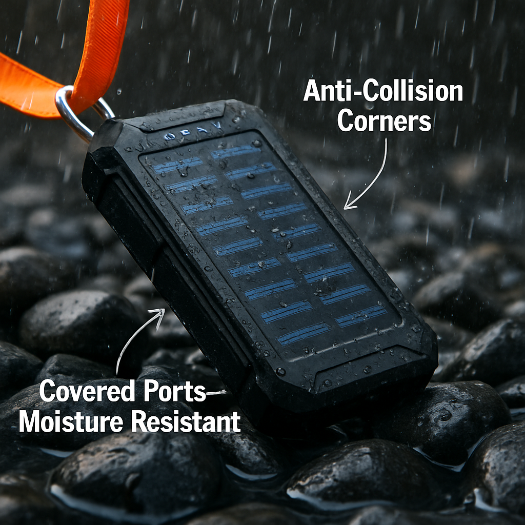 Solar Power Bank with Dual USB Ports and Compass