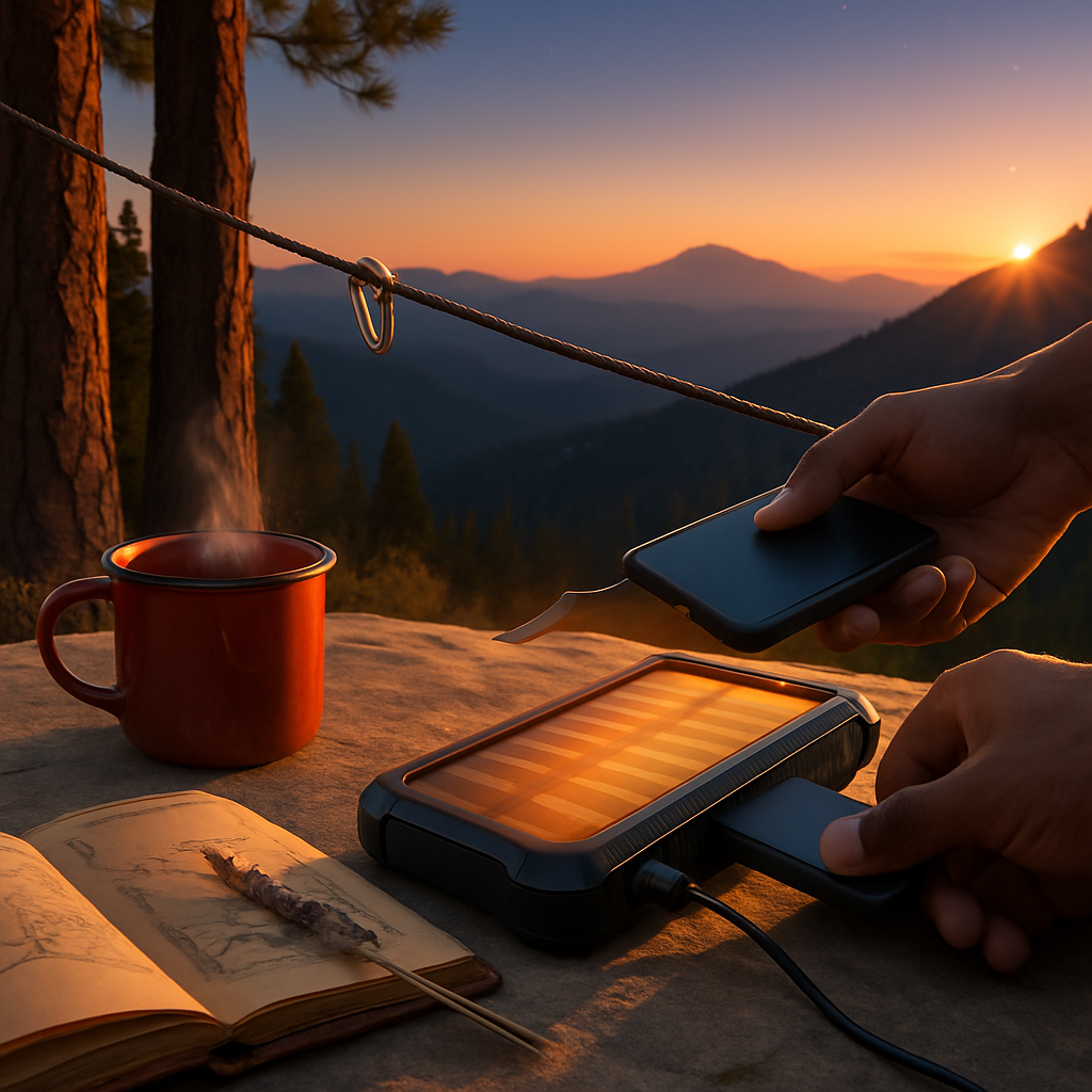 Solar Power Bank with Dual USB Ports and Compass