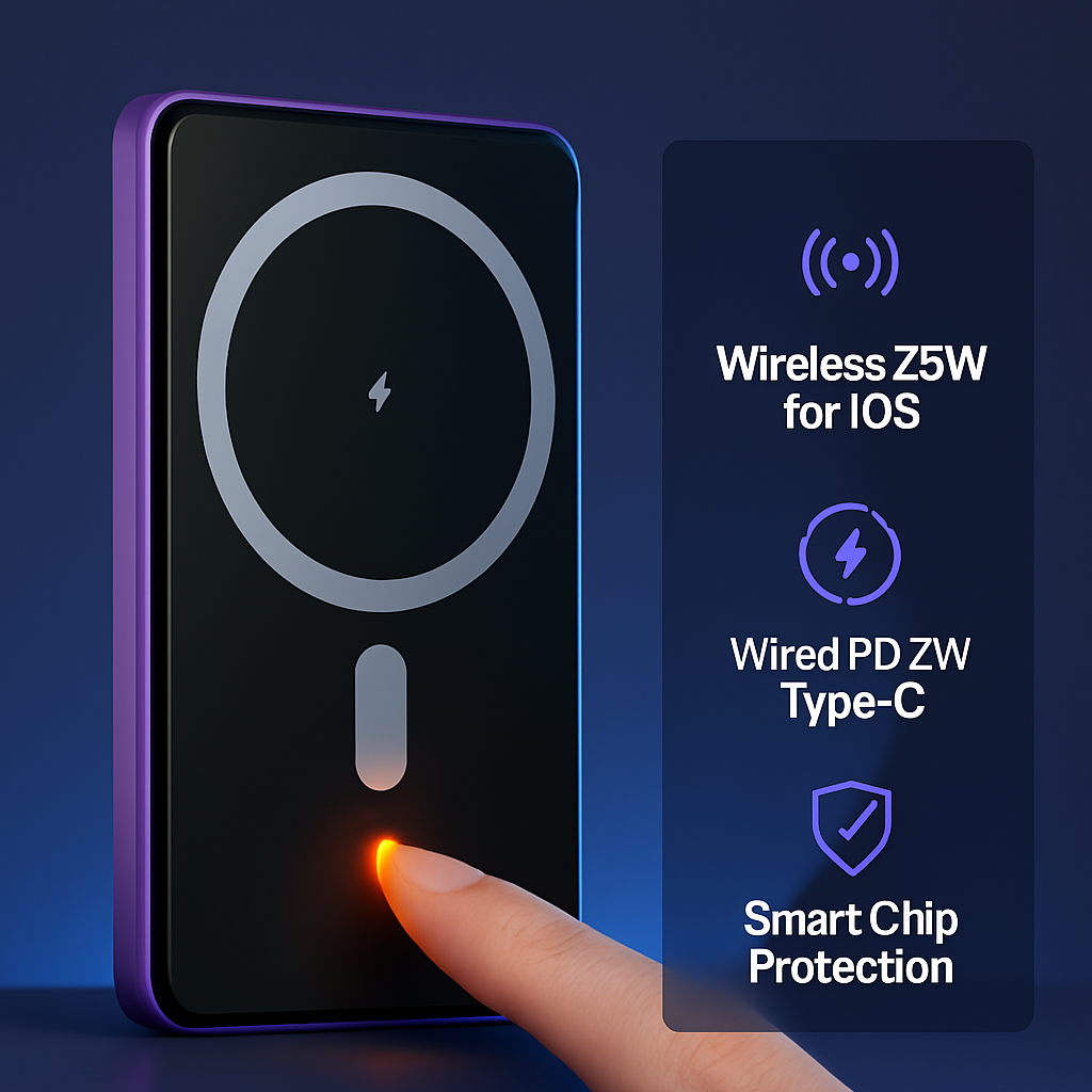 2-in-1 Wireless Power Bank 5000mAh MagSafe Compatible