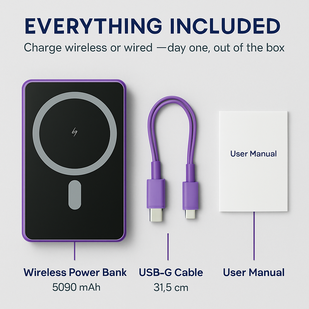 2-in-1 Wireless Power Bank 5000mAh MagSafe Compatible
