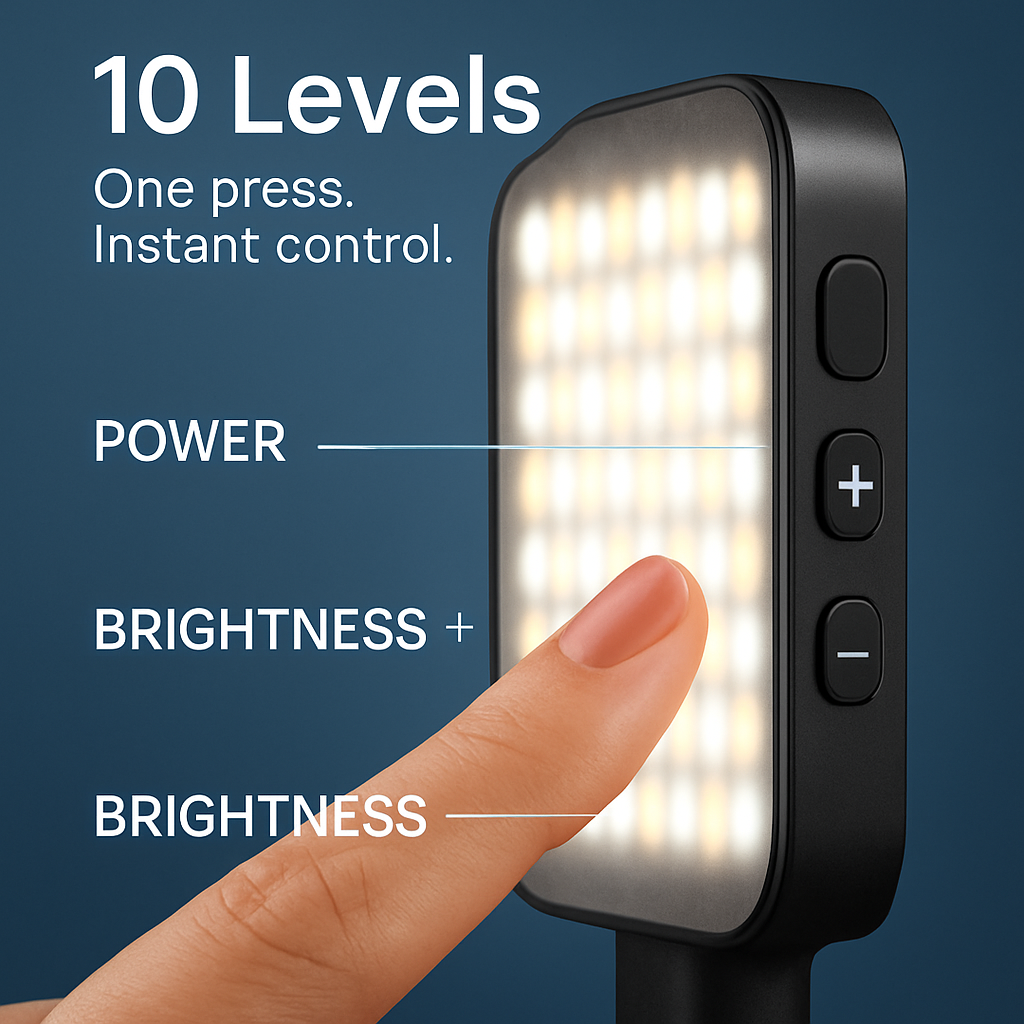 Selfie Clip-On Light with 3 Modes, 10 Brightness Levels