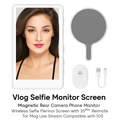 Vlog Selfie Monitor Screen Magnetic Rear Camera Phone Monitor Wireless Selfie Monitor Screen with 33FT Remote for Vlog Live Stream Compatible with IOS