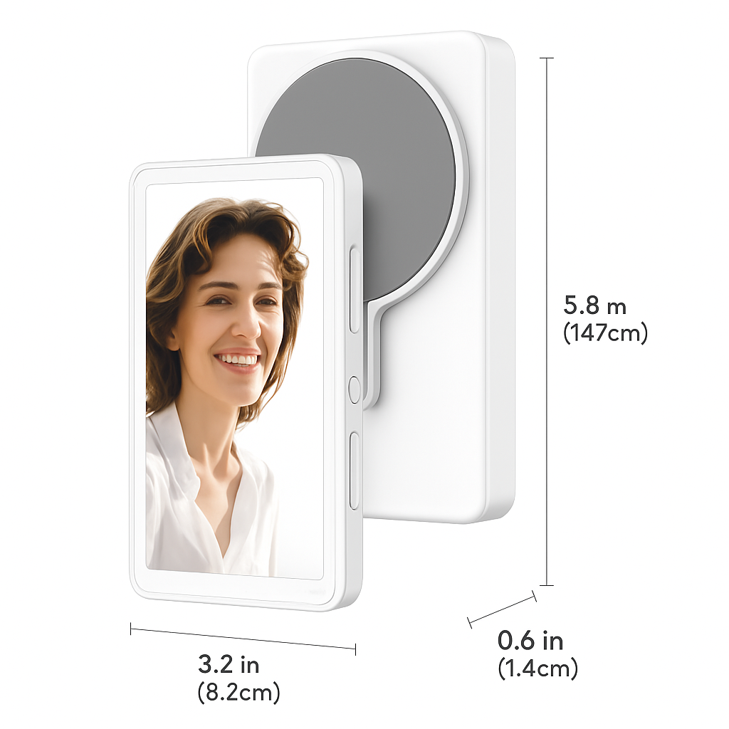 Vlog Selfie Monitor Screen Magnetic Rear Camera Phone Monitor Wireless Selfie Monitor Screen with 33FT Remote for Vlog Live Stream Compatible with IOS