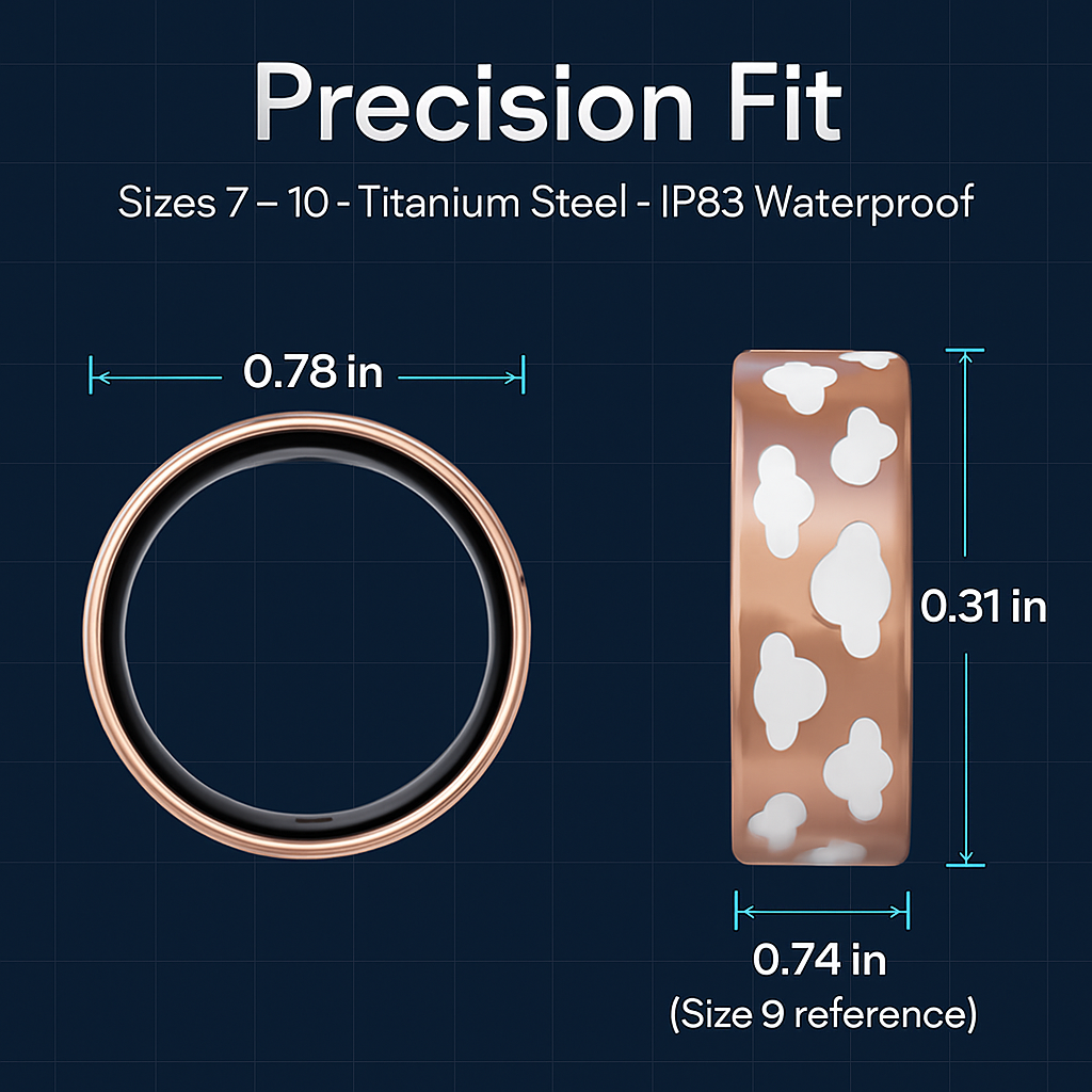 Smart Ring Health Tracker Fitness/Sleep/Stress/HRV Tracker with Charging Case Magnetic Charging Cable for Women & Men Compatible with iOS & Android 7-