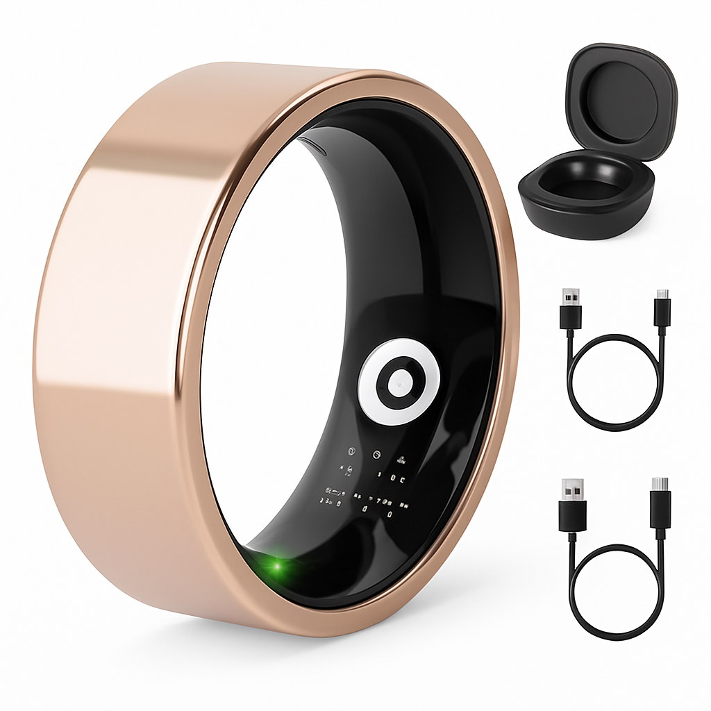 Smart Ring Health Tracker Fitness/Sleep/Stress/HRV Tracker with Charging Case Magnetic Charging Cable for Women & Men Compatible with iOS & Android 7-