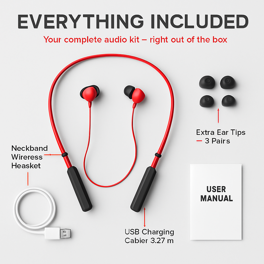 Wireless Neckband Headphones for Sports and Calls
