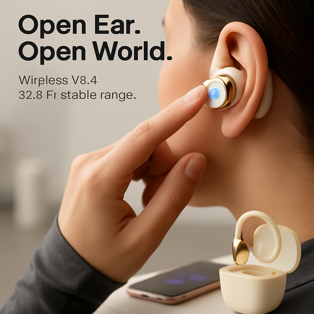 Open Ear Wireless Earbuds with Charging Case