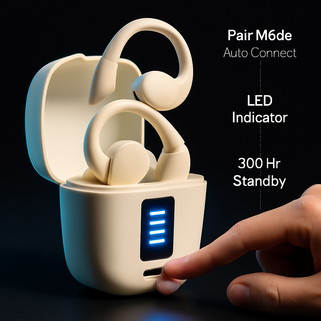 Open Ear Wireless Earbuds with Charging Case