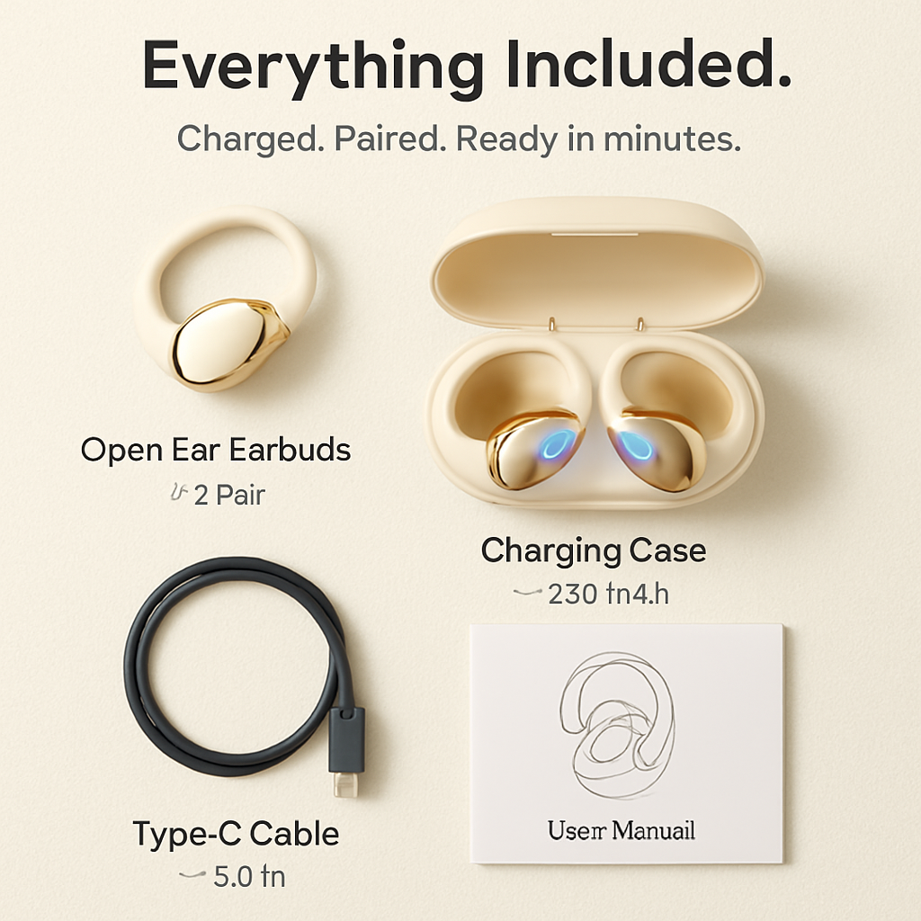 Open Ear Wireless Earbuds with Charging Case