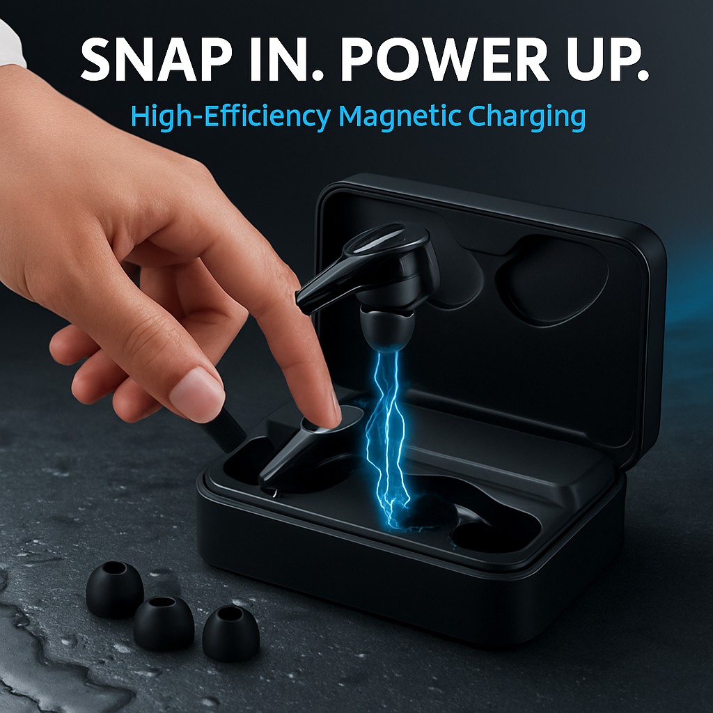 True Wireless Earbuds with Magnetic Charging Dock