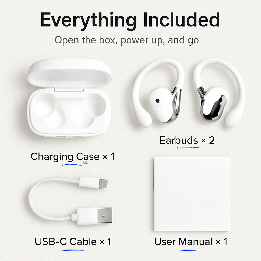 Open Ear Wireless Earbuds with Charging Case