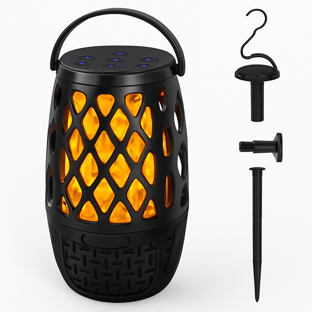 4-in-1 Flame LED Outdoor Speaker with Hook Stake