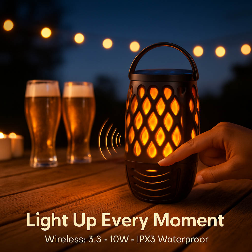 4-in-1 Flame LED Outdoor Speaker with Hook Stake