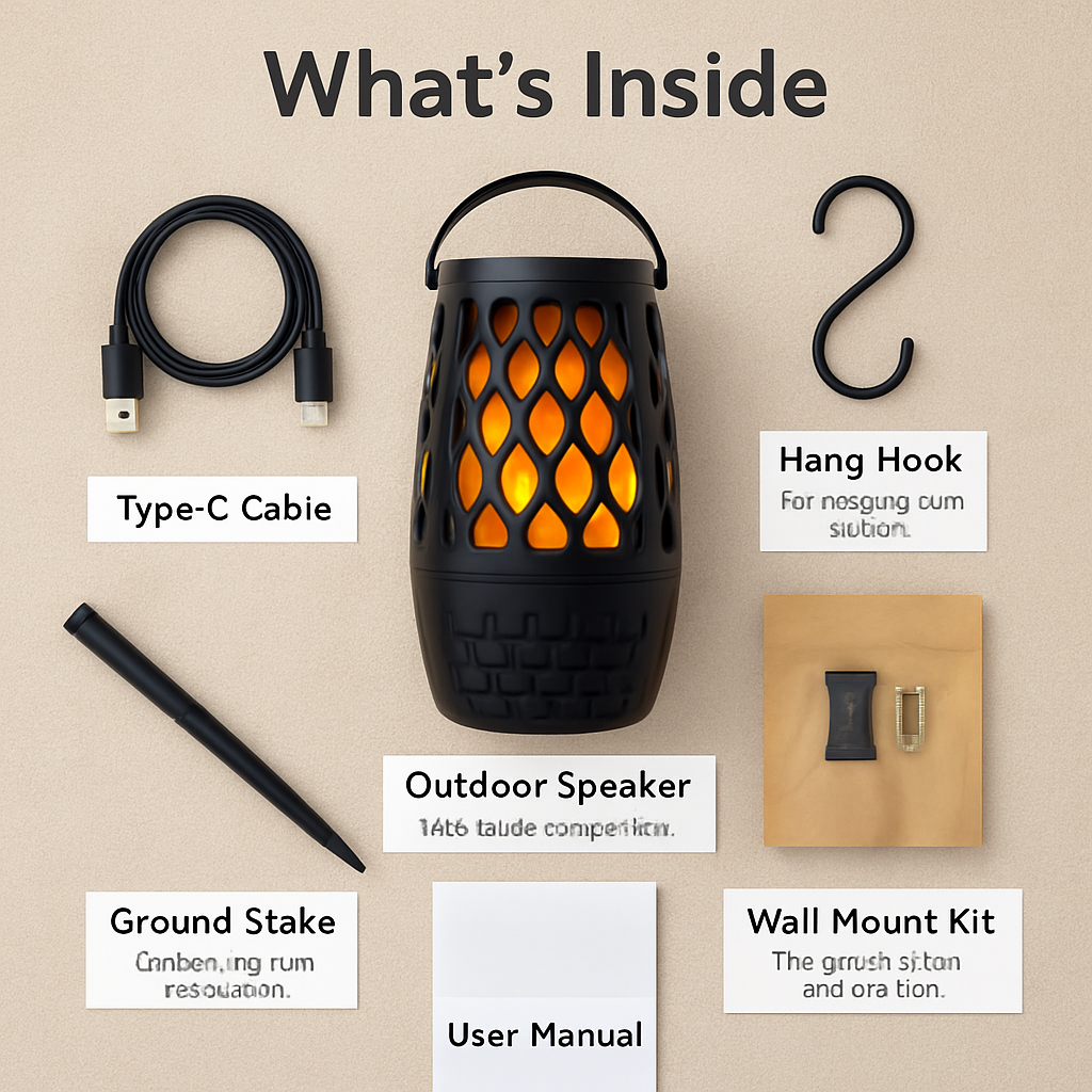 4-in-1 Flame LED Outdoor Speaker with Hook Stake