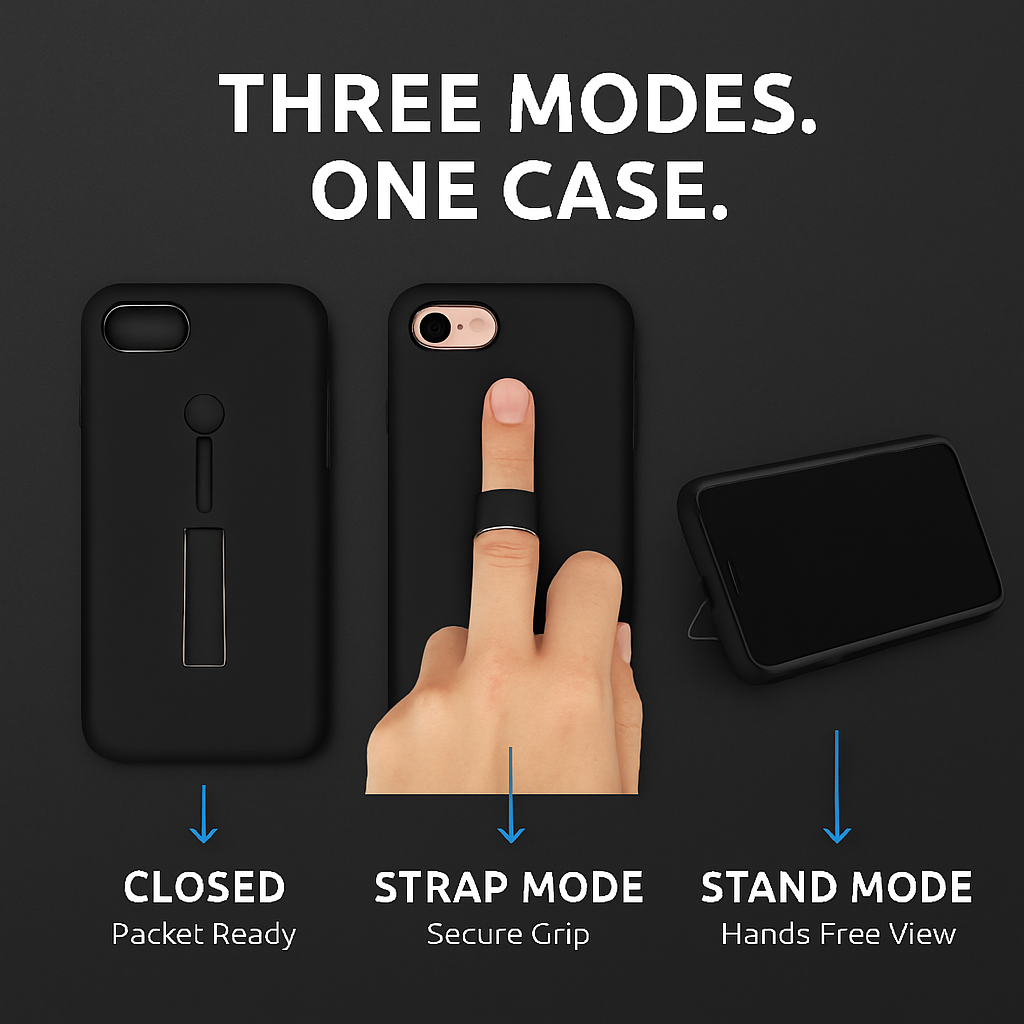 Finger Strap Phone Case with Kickstand for Secure Grip
