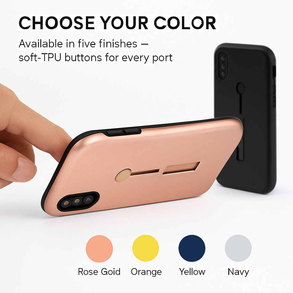 Finger Strap Phone Case with Kickstand for Secure Grip
