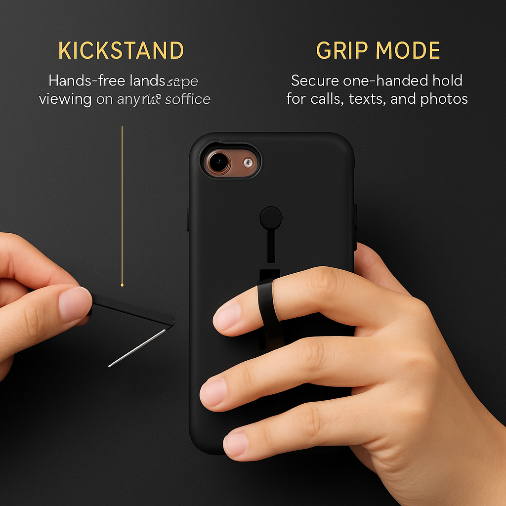 Finger Strap Phone Case with Kickstand for Secure Grip