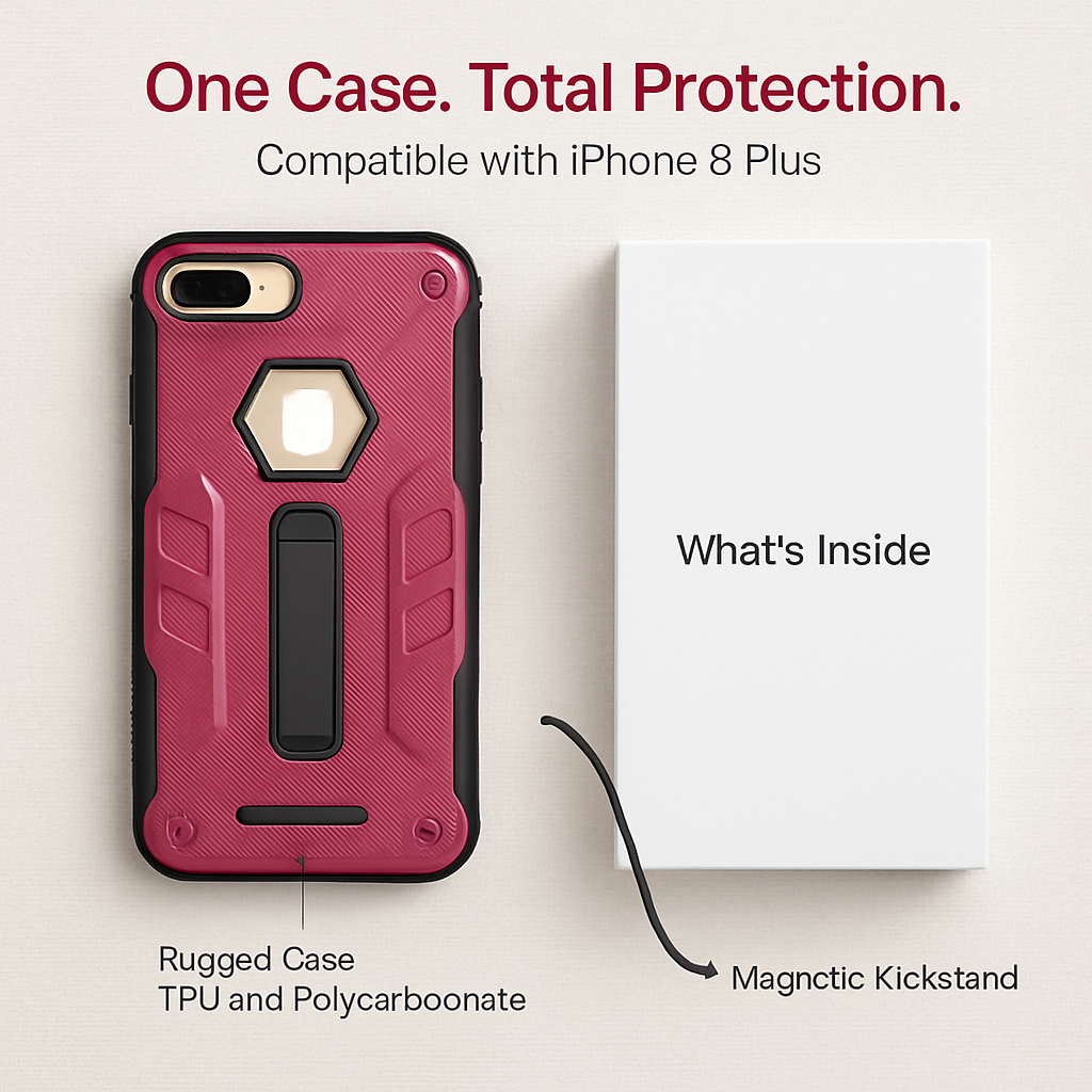 Rugged Case for iPhone 8 Plus - Durable Protection, Grippy