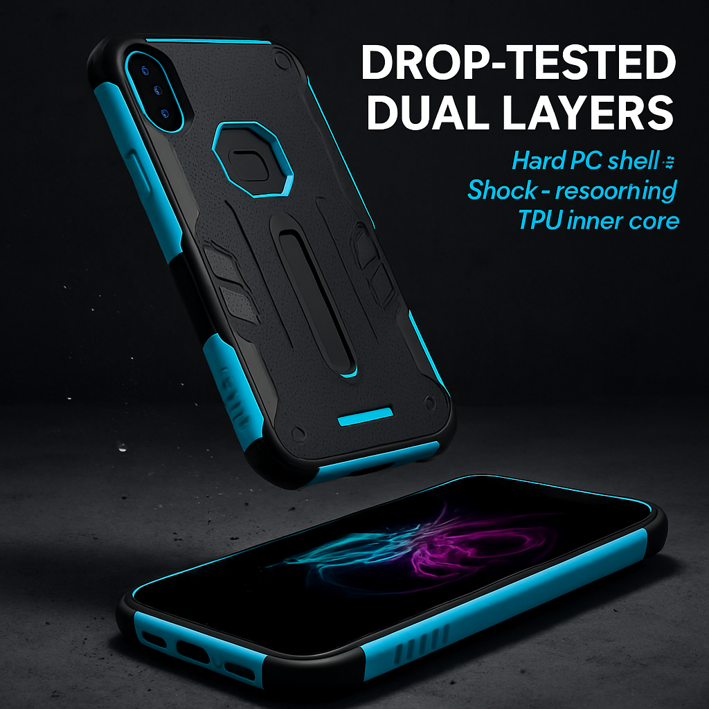 Rugged Phone Case for iPhone X with Kickstand