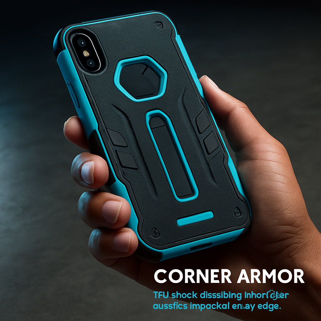 Rugged Phone Case for iPhone X with Kickstand