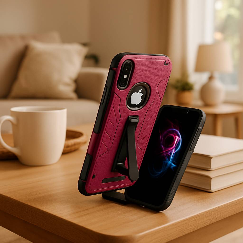 Rugged Phone Case for iPhone X with Kickstand