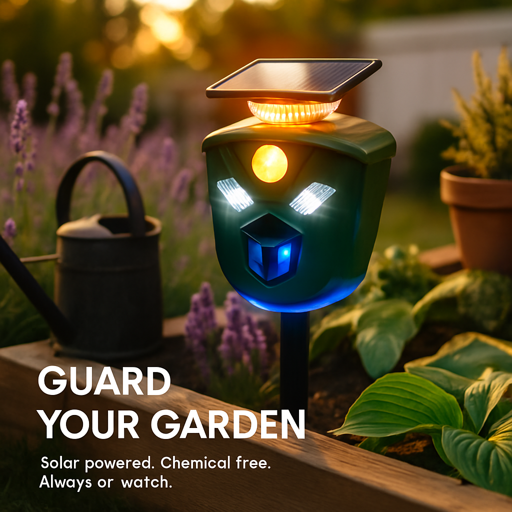 Ultrasonic Solar Animal Repeller with Motion Sensor Lights