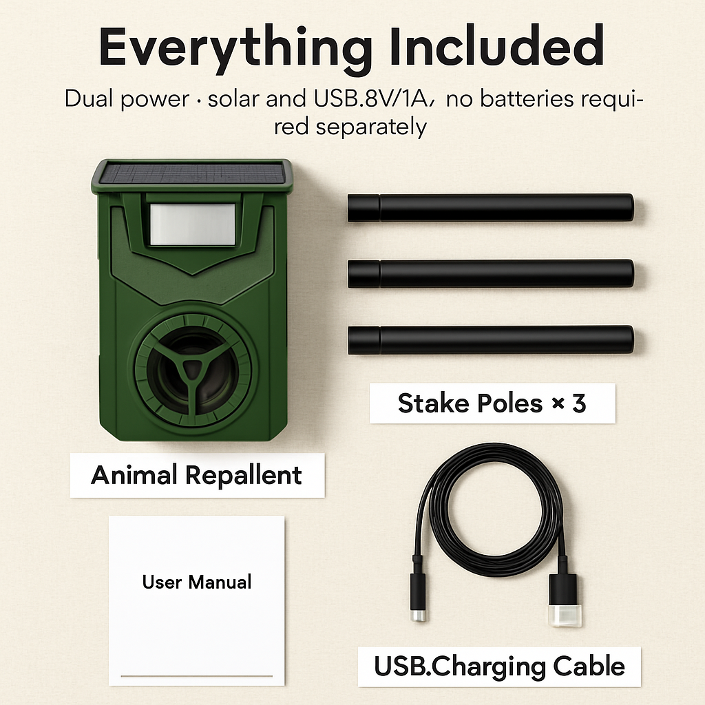 Ultrasonic Solar Animal Repeller with Flame Light