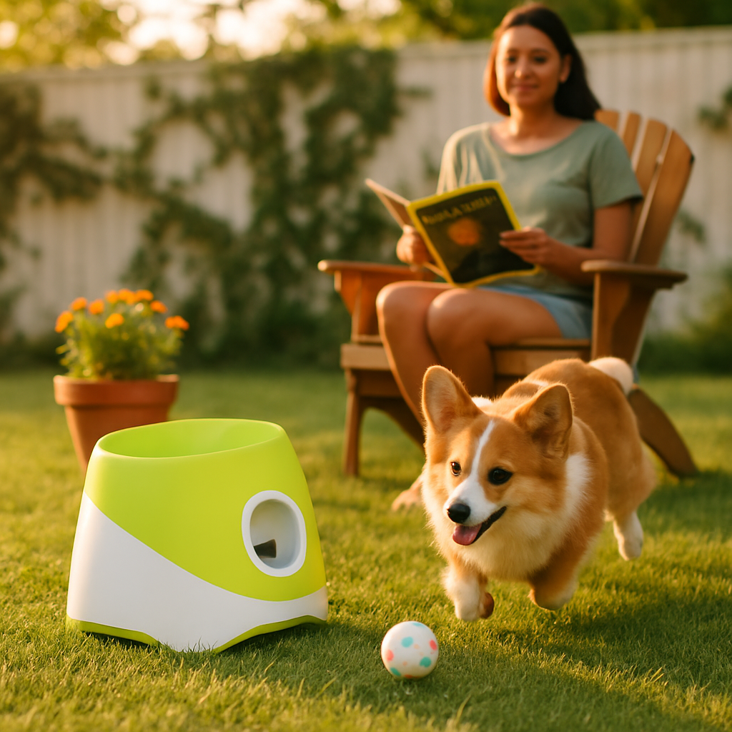Automatic Dog Ball Launcher Rechargeable Interactive Pet Ball Thrower for Small Medium Dogs Interactive Dog Fetch Toy with 3 Adjustable Distance Setti