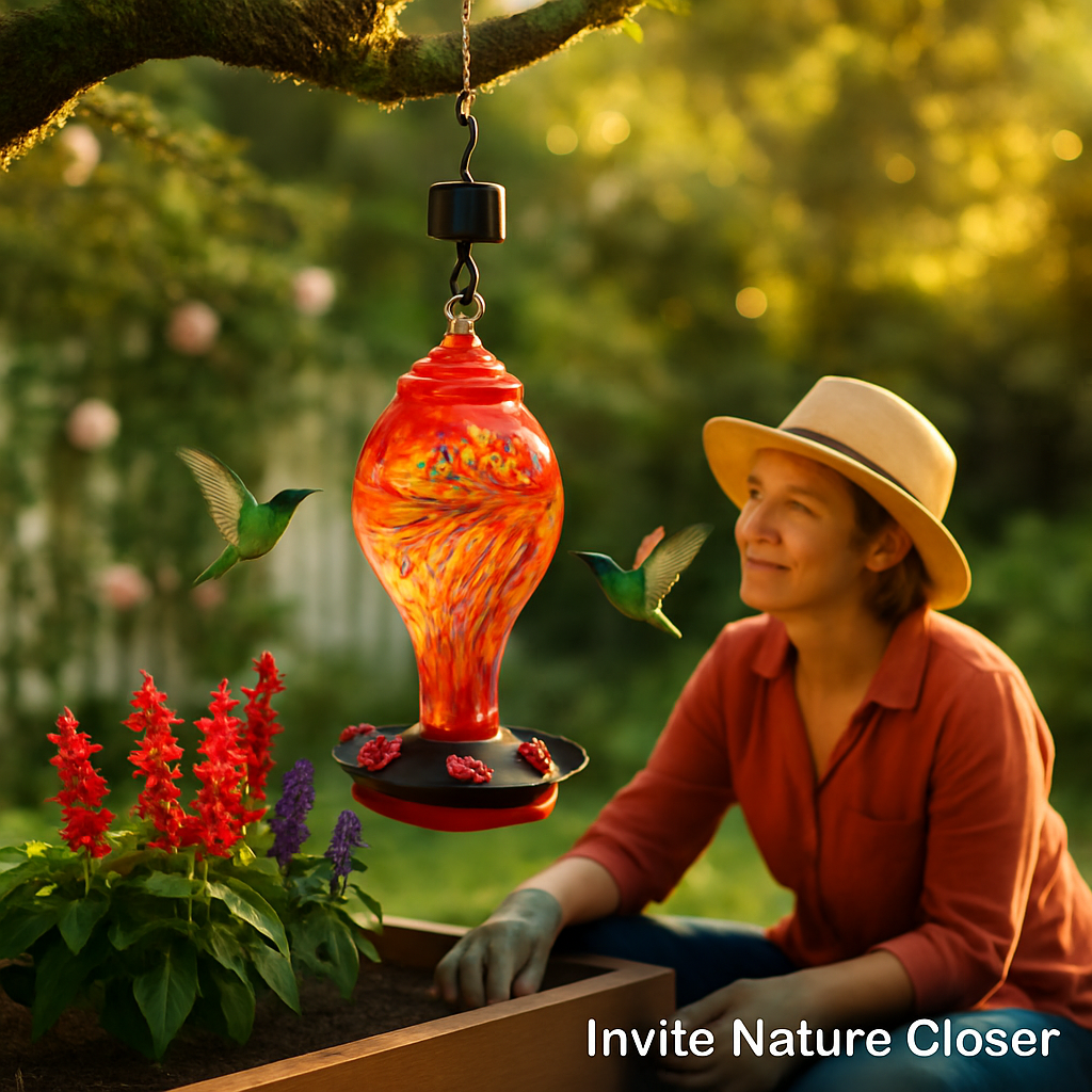 Hummingbird Feeder with 5 Ports, Ant Moat & Rope