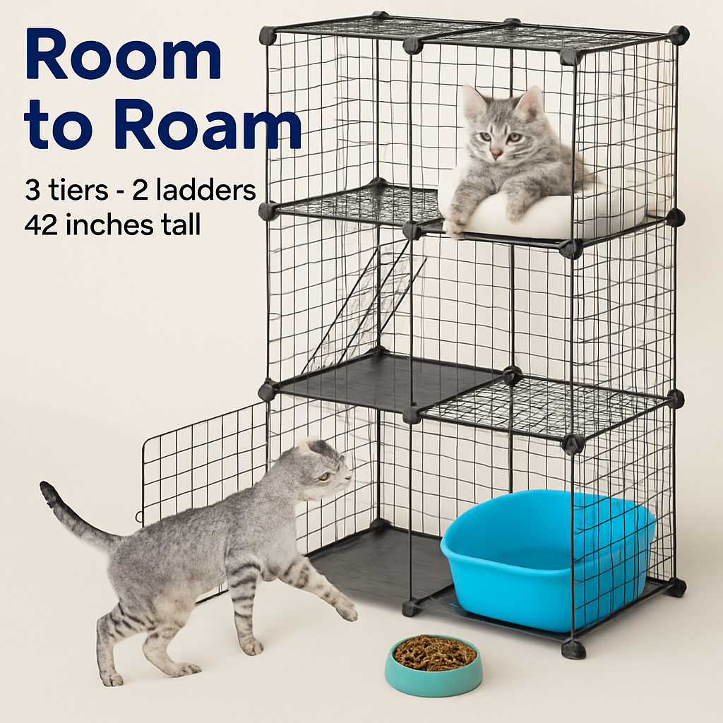Cat Playpen Cage - Multi-Tier Indoor Cat House