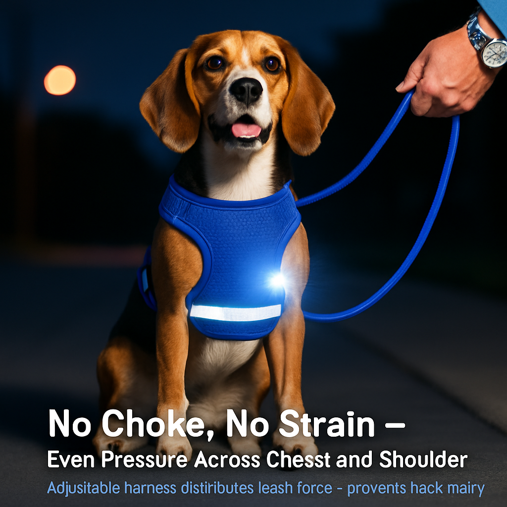 Pet Mesh Harness and Leash Set with Reflective Chest Strap