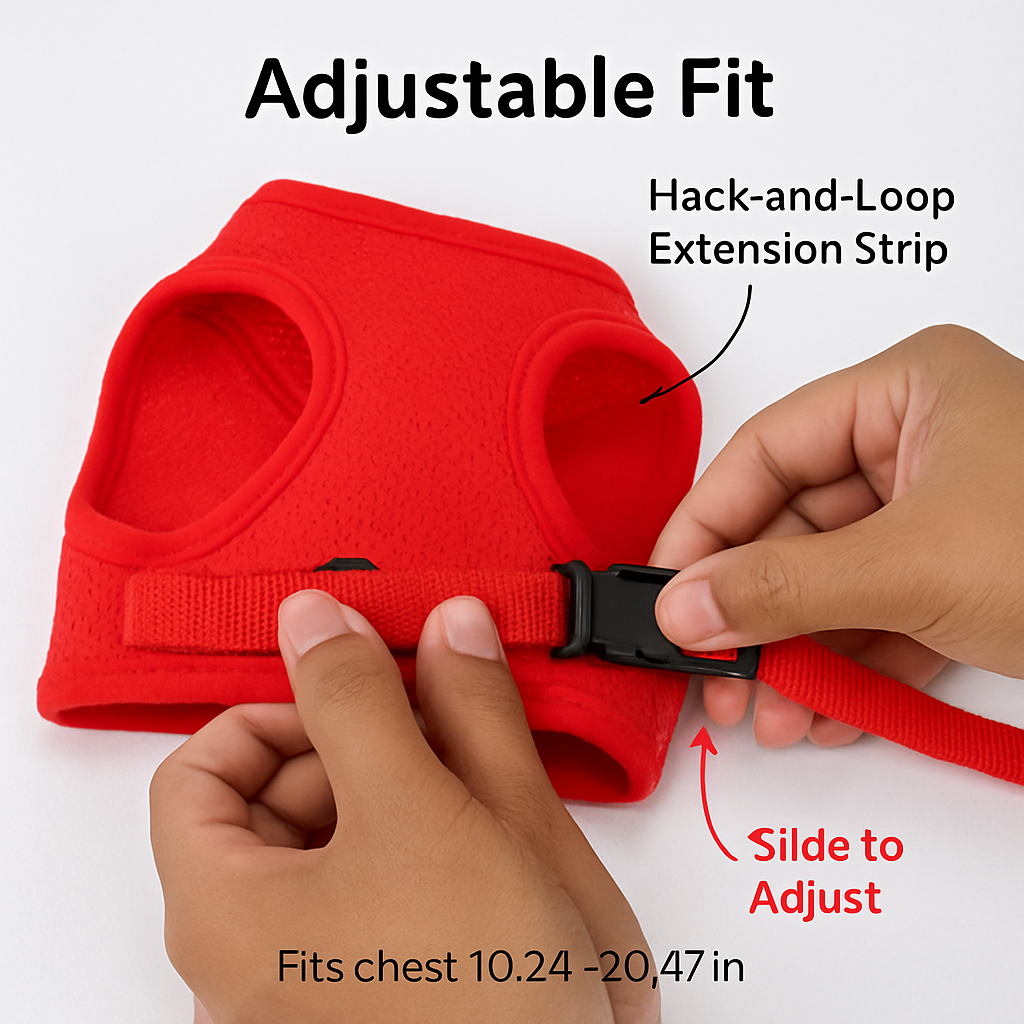 Pet Mesh Harness and Leash Set with Reflective Chest Strap