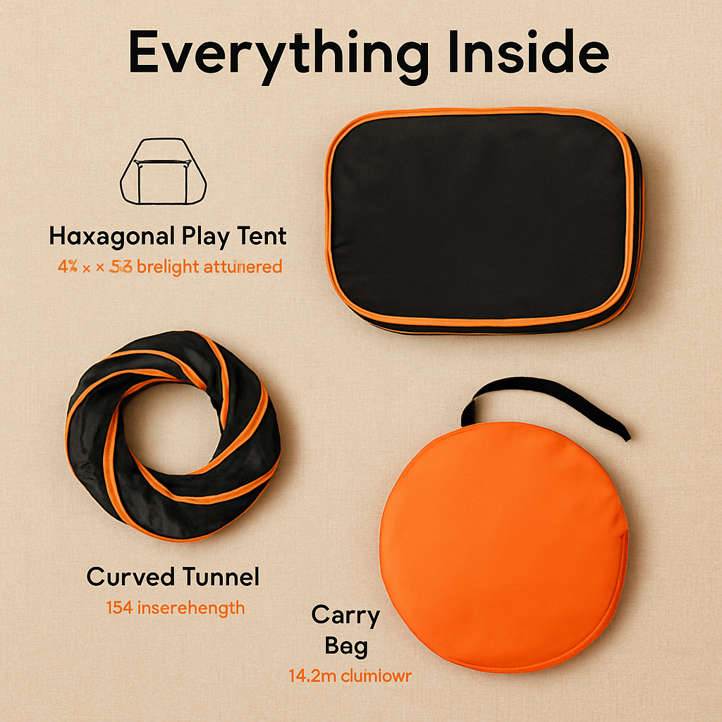 Foldable Pet Play Tent with Tunnel for Indoor or Outdoor Use