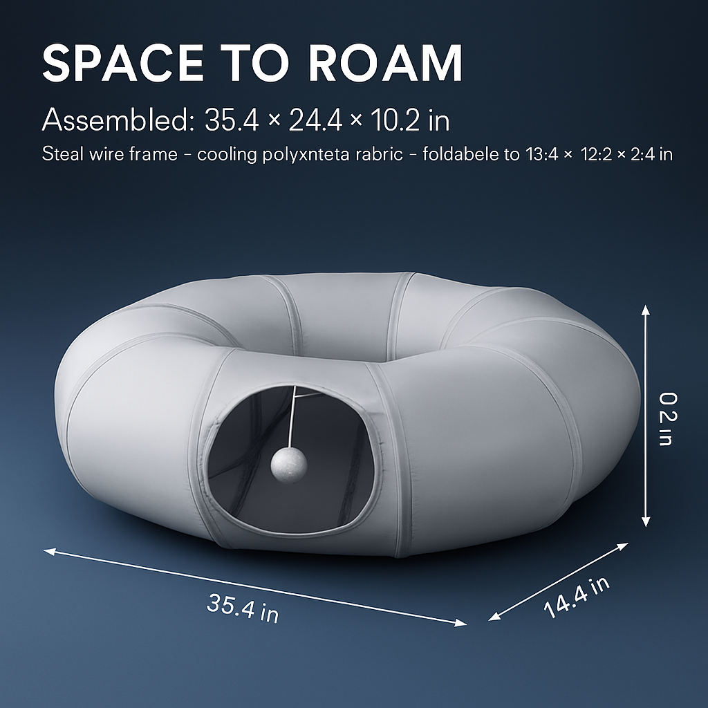 Indoor Cat Tunnel Bed with Hanging Ball — 2-in-1 Fun
