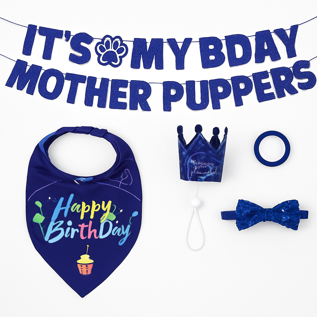Dog Birthday Bandana Hat Set for Cute Pet Party