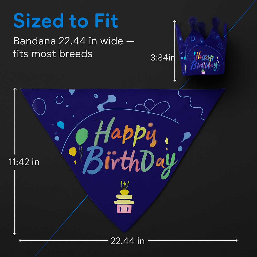 Dog Birthday Bandana Hat Set for Cute Pet Party