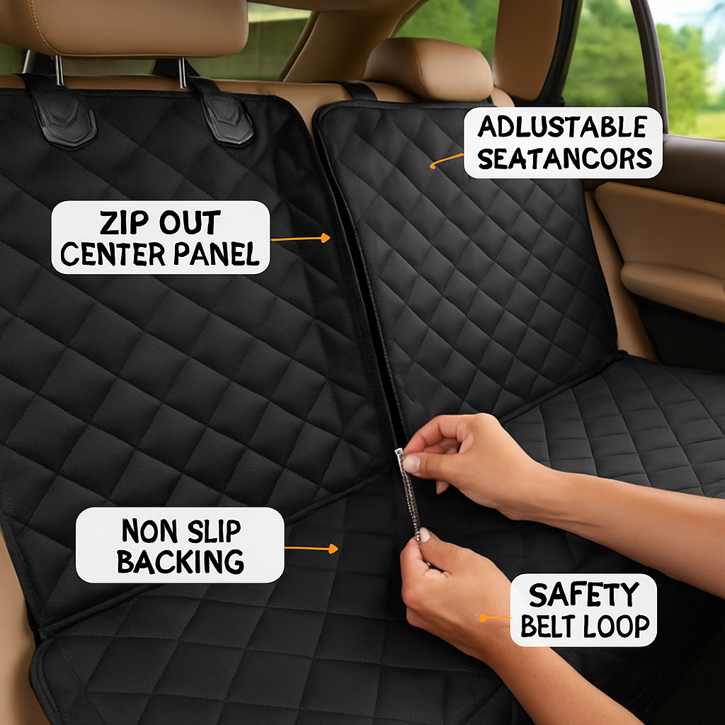 Dog Car Seat Cover for Cars with Back Seat Belt