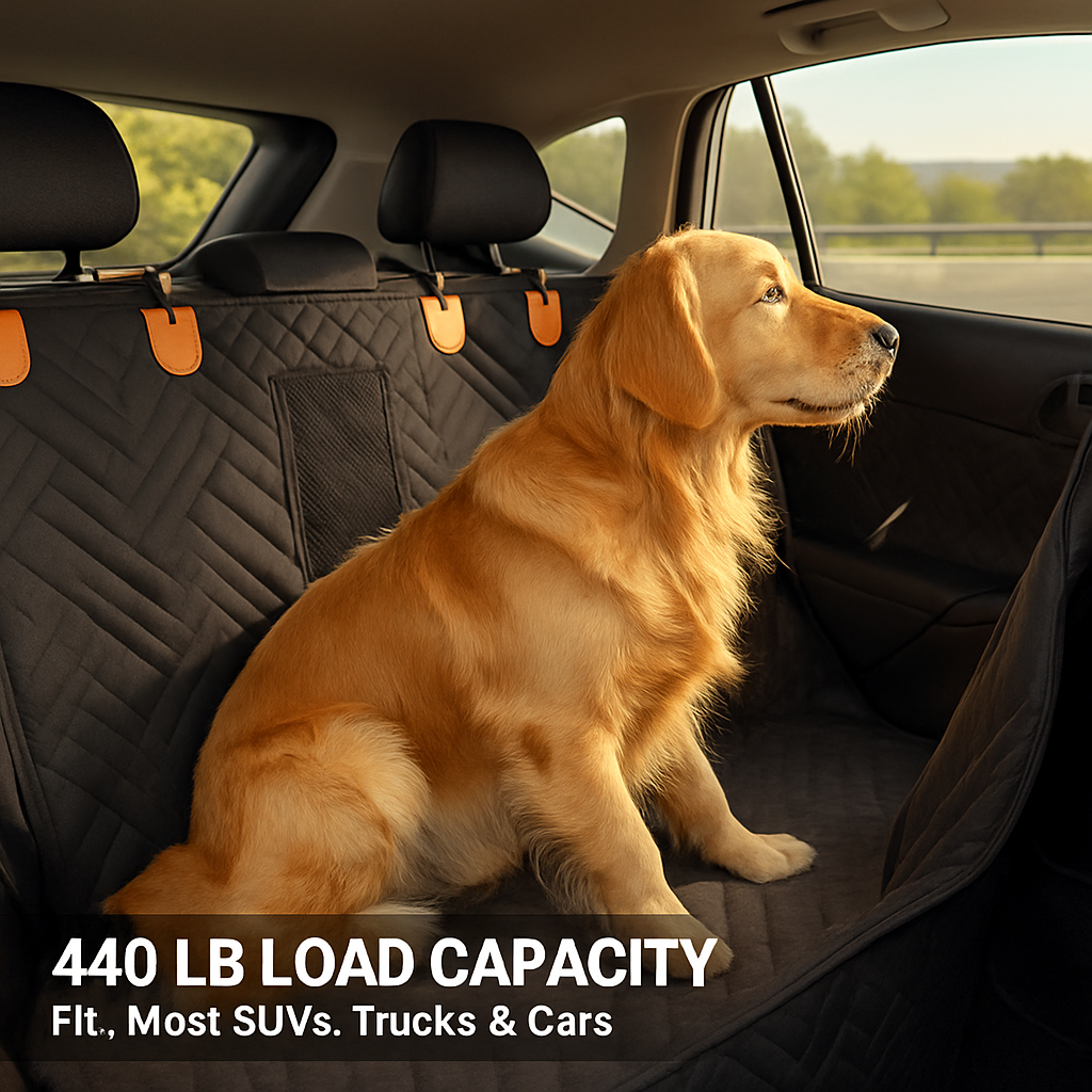 Dog Car Seat Cover for Back Seat - Waterproof Oxford Hammock
