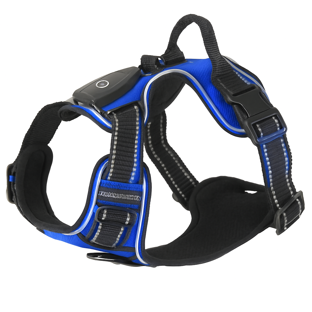 Light Up Dog Harness with Rechargeable LED Lights and Handle